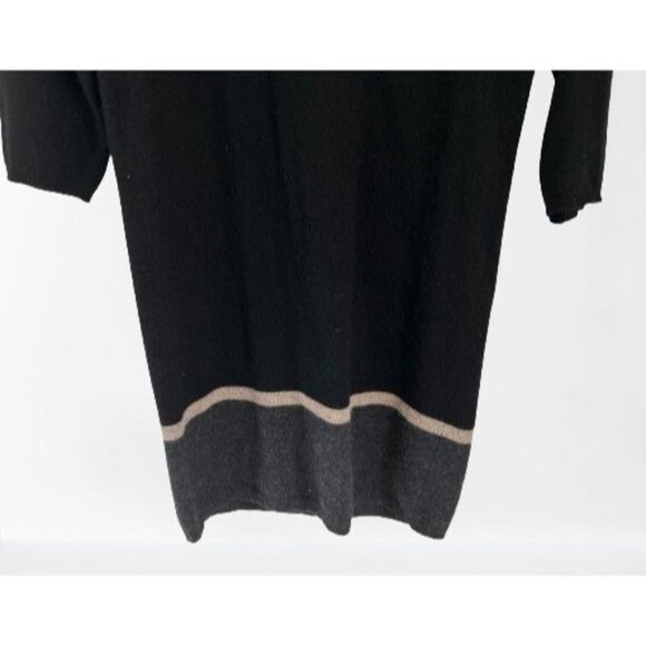 360 Cashmere Dress Black Gray Long Sleeve PulloverCrewneck Size Small - Picture 3 of 9